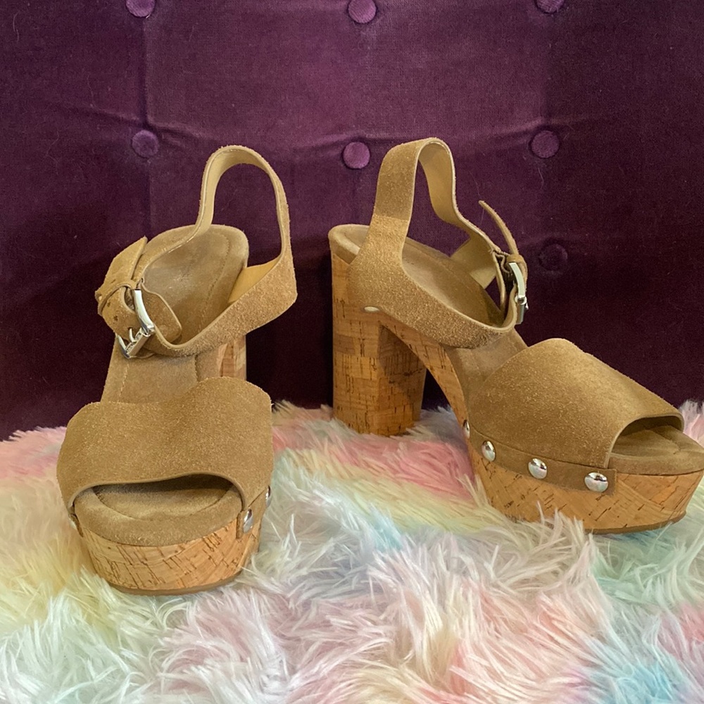 Michael Kors Hayden Tan Suede Platform Sandal